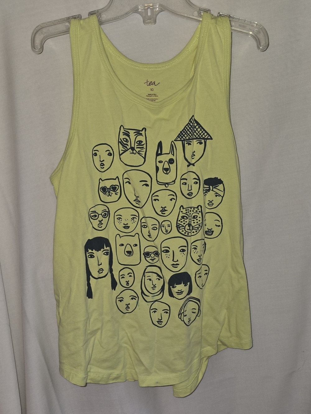 Tea Collection Lemon Yellow Tank Top with Navy Face Print